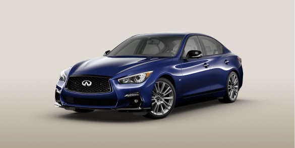 Front and side profile of parked 2024 INFINITI Q50 luxury sedan